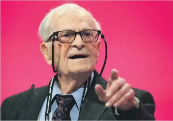  ?? AP ?? Harry Leslie Smith speaks at the 2014 Labour Party annual conference in Manchester