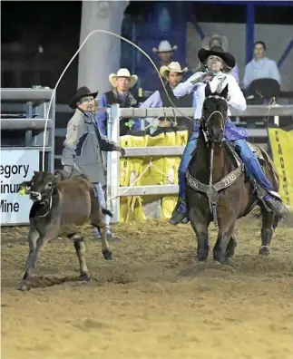  ?? PHOTO: DAVE ETHELL ?? STRONG RIDE: Leanne Caban leads the breakaway roping standings and is second behind Shianne O’Donoghue-Kent in all around cowgirl standings.