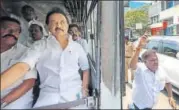  ?? PTI PHOTO ?? DMK leader MK Stalin, along with his party MLAS, stage a protest against the Yatra in Chennai on Tuesday.