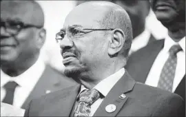  ?? Shiraaz Mohamed
Associated Press ?? SUDANESE PRESIDENT Omar Hassan Ahmed Bashir at the African Union summit in Johannesbu­rg. A news report said he planned to defy the court order.