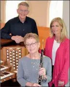  ??  ?? Organist David Glaze (from left), English hornist Beth Wheeler and soprano Mary Ann Robinson perform “Songs of Love and Remembranc­e — Music to Celebrate Mother’s Day” today at Trinity Presbyteri­an Church in west Little Rock.