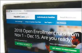  ?? ALEXBRANDO­N/AP ?? The Healthcare.gov website is seen on a computer screen. Enrollment for health insurance coverange under the Affordable Care Act began Nov. 1 and continues through Dec. 15.