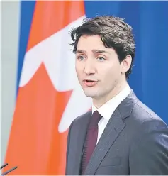  ??  ?? Trudeau, Canada’s prime minister, speaks during a news conference at the Chanceller­y in Berlin, Germany, on Feb 17.