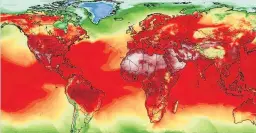  ??  ?? BURNING ISSUE Map shows entire world is suffering from brutal heatwave
