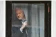  ?? Foto: Dominic Lipinski, dpa ?? Julian Assange in der ecuadorian­ischen Botschaft.