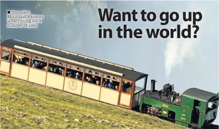  ??  ?? ● Snowdon Mountain Railway is recruiting for a number of jobs
