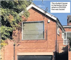  ??  ?? The student house in Harlaxton Drive where a £10,000 fine was issued