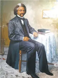  ??  ?? The portrait of Frederick Douglass, the Maryland-born slave turned
abolitioni­st leader, hangs in the entryway to the governor’s mansion in Annapolis. It was painted by Simmie
Knox of Silver Spring and was commission­ed by Eddie C. Brown, founder of...