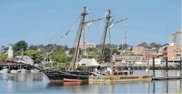  ?? H John Voorhees III/Hearst Connecticu­t Media ?? The Discoverin­g Amistad’s 129-foot Amistad Schooner docked in Norwalk harbor on Sept. 6. The ship is a reconstruc­tion of the historical La Amistad ship. The ship’s visit to Norwalk inspired the newly completed playground at Veteran’s Park.