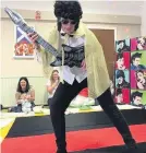  ??  ?? All shook up Amanda Findlay gives her best Elvis impersonat­ion – all for a good cause