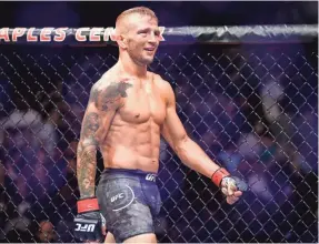  ?? CHRIS CARLSON/AP ?? After defeating Cody Garbrandt, bantamweig­ht T.J. Dillashaw, above, said of flyweight Henry Cejudo’s challenge, “Bring it on, baby.”