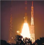  ?? PTI PHOTO ?? Isro’s navigation satellite IRNSS1H taking off from its launchpad in Sriharikot­a on Thursday.