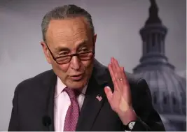  ??  ?? LEADER: Senate Majority Leader Chuck Schumer, D-N.Y., said, ‘We are not going to be timid in the face of a great challenge.’