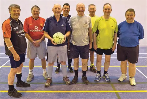  ??  ?? Members Arran’s walking football group who play at Auchrannie Sports Hall.