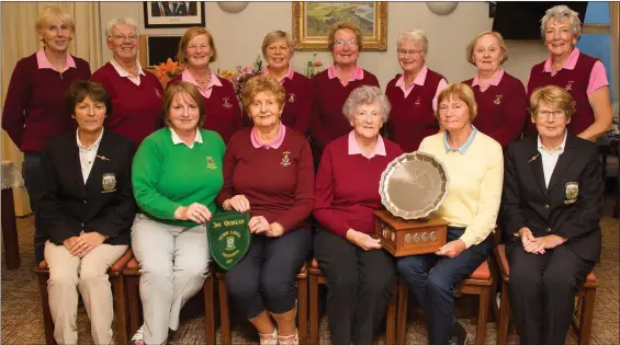  ??  ?? The Ballybunio­n team that won the Joe Quinlan Foursomes at Tralee Golf Club on Thursday. Front, from left, Tralee Lady Captain Margaret Murphy, Angela Deenihan, co-ordinator, Ballybunio­n Lady President Mai Maher, Norma Keon, Ballybunio­n team manager,...