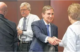  ?? Melissa Phillip / Houston Chronicle ?? Peter Pisters, MD Anderson Cancer Center president-elect, told employees Wednesday he may modify and apply lessons he learned in Canada.