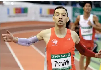  ?? FOTO: HORSTMÜLLE­R ?? Maximilian Thorwirth vom SFD 75 Düsseldorf bei seinem Auftritt über 3000 Meter beim letzten Psd-bank-meeting in Düsseldorf.