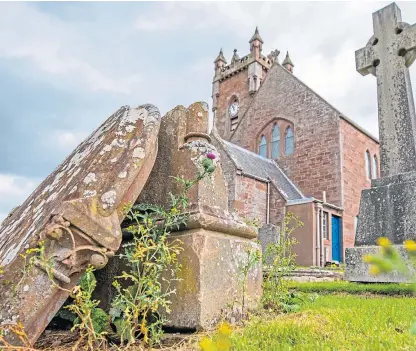  ?? Pictures: Steve MacDougall. ?? Toppled gravestone­s in the cemetery at Meigle Church.