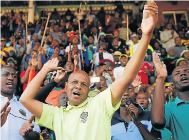  ?? /Reuters ?? Tension: Amcu general secretary Joseph Mathunjwa says that despite having settled the union’s outstandin­g debt, the National Council of Trade Unions relegated Amcu to observer status before halting the congress.