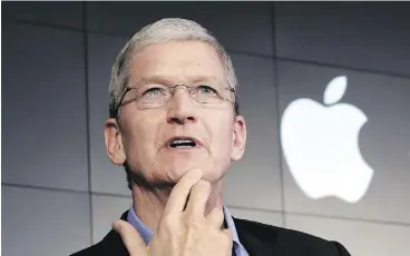  ?? RICHARD DREW / THE ASSOCIATED PRESS FILES ?? “Every company in Ireland and across Europe is suddenly at risk of being subjected to taxes under laws that never existed,” Apple CEO Tim Cook said Tuesday.