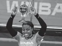  ?? John Locher / Associated Press ?? Arike Ogunbowale was named the MVP of Wednesday’s contest after scoring 26 points to lead the WNBA All-Stars over the U.S.