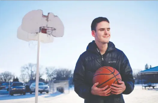  ?? MICHAEL BELL PHOTOGRAPH­Y. ?? Matthew Fernell, 18, shot his first baskets on this court while in Grade 4 at Ecole Palliser Heights School in Moose Jaw.