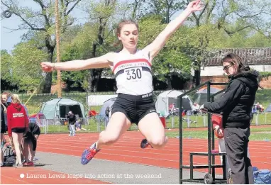  ?? Lauren Lewis leaps into action at the weekend ??