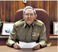  ??  ?? Raul Castro announcing the death of his brother on state television