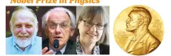  ?? Arthur Ashkin (USA), Gérard Mourou (FRA) and Donna Strickland (CAN) have won the 2018 Nobel Prize in Physics for their groundbrea­king inventions in the field of laser physics ??