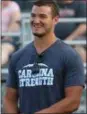  ?? TIM PHILLIS — THE NEWS-HERALD ?? Bears quarterbac­k Mitchell Trubisky watches The News-Herald Senior Bowl on June 16 at Mentor.