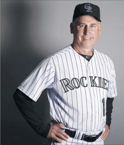  ?? Chris Carlson Associated Press ?? BUD BLACK, who pitched 15 seasons in the majors and later was a longtime Angels pitching coach, is the first former pitcher to manage the Colorado Rockies, whose earned-run average annually ranks among the National League’s worst.