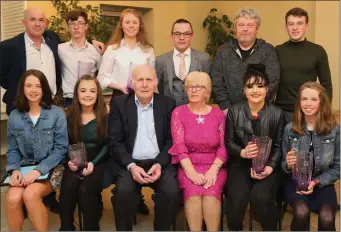  ??  ?? Liscarroll Athletic Club members celebratin­g after several wins, including the Hall of Fame Award for Tim and Esther Fitzpatric­k, at the Mallow &amp; District Sports &amp; Leisure Awards.