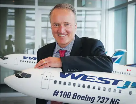  ?? AL CHAREST/FILES ?? WestJet CEO Ed Sims says he’s prepared to tackle headwinds such as the union dispute after the surprise retirement of his predecesso­r in March. “There comes a time when you’re constantly flying into those and you say it’s as good a time as any for...