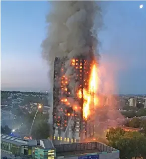  ??  ?? The 2017 Grenfell tower fire disaster in the United Kingdom.