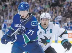  ?? DARRYL DYCK/THE CANADIAN PRESS/FILES ?? Vancouver Canuck Ben Hutton says his opponents, who have been targeting him more physically as he gains experience, will think twice with Erik Gudbranson beside him.