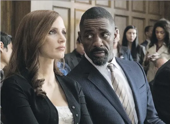  ?? EONE FILMS ?? Jessica Chastain is sharp as an X-acto Knife in the biopic Molly’s Game, which features a strong supporting cast including Idris Elba.