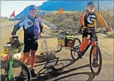  ?? Picture: SUPPLIED ?? BROTHERS IN ARMS: Carel Viljoen, 65, and his brother Deon, 63, embarked on their epic 6 000km charity cycle tour on July 3, but Deon was forced to stop in George, leaving Carel to cycle solo for a week until he reached his Kleinemond­e home