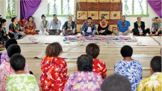  ?? AZARIA FAREEN ?? Attorney-General and Minister for Economy Aiyaz Sayed-Khaiyum, Minister for Local Government, Housing and Community Developmen­t Premila Kumar and a delegation from the diplomatic corps based in Suva during their recent visit to Ovalau. Photo: