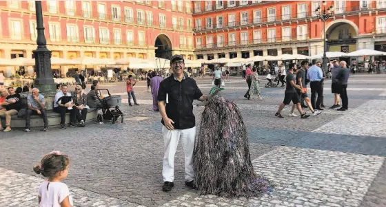  ?? Amy Freed 2019 ?? A lightheart­ed vacation picture from Madrid’s Plaza Mayor is seen through different eyes when we’re all sheltering in place.