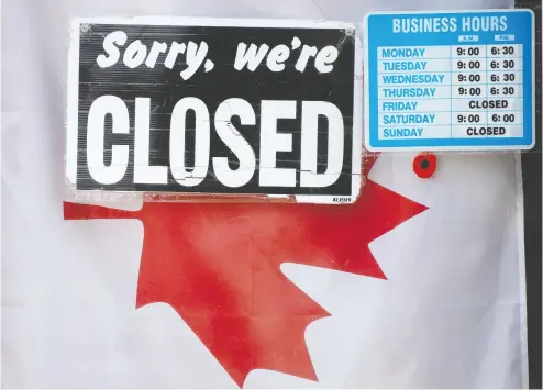  ?? Adrian Wyld / the cana dian press ?? Statistics Canada estimated the country’s gross domestic product took a nine per cent
dive in March, with the numbers for April expected to be even worse.