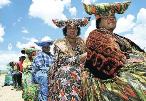  ?? Picture: JN/GB ?? Herero women, with headdresse­s evoking the horns of cattle. Tens of thousands of Herero and Nama people were killed by German soldiers in a 1904-1908 campaign.
