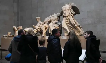 ?? Photograph: Facundo Arrizabala­ga/EPA ?? Some of the Parthenon marbles on display at the British Museum in London.