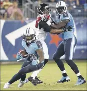  ?? JOHN RUSSELL/ASSOCIATED PRESS ?? Tennessee running back Chris Johnson rushed 11 times for 65 yards in the Titans’ 27-16 victory over the Atlanta Falcons in Nashville Saturday night.