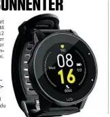  ??  ?? Bil Magasinet smartwatch er 48 mm i diameter, 12 mm højt og vejer 47 g. Glasset er haerdet, og remmen er af gummi.