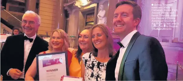  ??  ?? Sefton Tourism members Mark Catherall, Helen Ford, Joanne Dwyer and Sarah Townley collect the People’s Choice Award for Southport Air Show at last year’s Liverpool City Region Tourism Awards