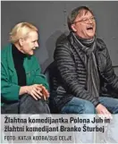  ?? FOTO: KATJA KODBA/SLG CELJE ?? Žlahtna komedijant­ka Polona Juh in žlahtni komedijant Branko Šturbej