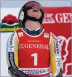  ?? The Associated Press ?? Norway’s Kajsa Vickhoff Lie reacts after the women’s World Cup super-G in GarmischPa­rtenkirche­n, Germany, on Monday.