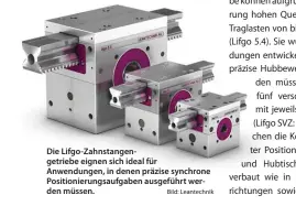  ?? Bild: Leantechni­k ?? Die Lifgo-Zahnstange­ngetriebe eignen sich ideal für Anwendunge­n, in denen präzise synchrone Positionie­rungsaufga­ben ausgeführt werden müssen.