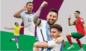  ?? Composite: Getty; Shuttersto­ck ?? From left; Lucas Paquetá, Jude Bellingham, Lionel Messi, Julián Álvarez and Achraf Hakimi will have a say in where the World Cup ends up.