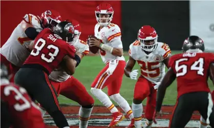  ?? Photograph: Kim Klement/USAToday Sports ?? Patrick Mahome drops back to pass against the Tampa Bay Buccaneers.